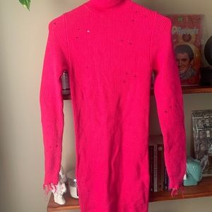 Distressed pink sweater dress